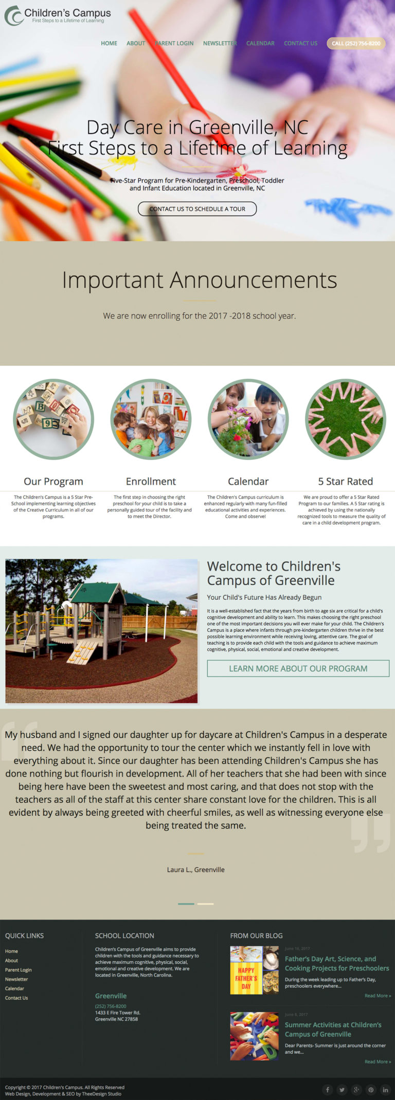 Childrens Campus of Greenville website by TheeDesign