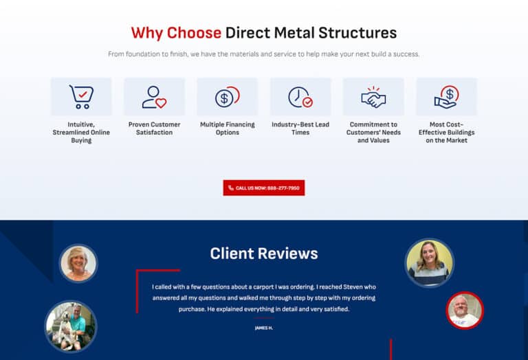 Direct metal structures webpage