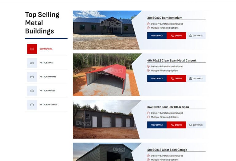 Direct metal structures webpage