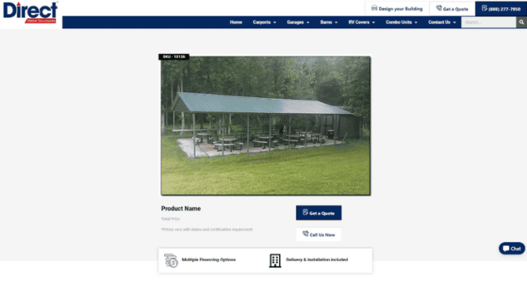 Direct metal structures homepage before