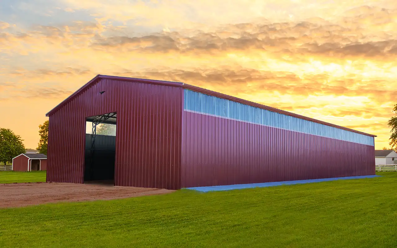 Custom Commercial Structure with Verical Roof and Clear Panels